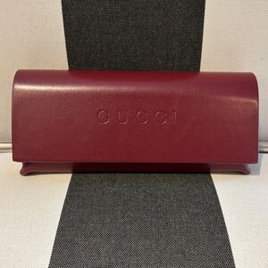 Authentic Gucci Glasses Case Red Leather